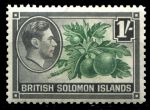 Британские Соломоновы о-ва 1939-1951 гг. • Gb# 67 • 1 sh. • Георг VI основной выпуск • плоды хлебного дерева • MH OG VF