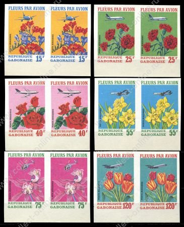 Габон 1971 г. • SC# С109-11 • 15 - 120 fr. • Цветы • авиапочта • б.з. • MNH OG XF+ • полн. серия • пары ( кат. - $18+ )