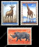 Бельгийское Конго • 1959 г. • SC# 306-8 • 10 - 40 c. • Фауна страны • африканские животные • MNH OG XF