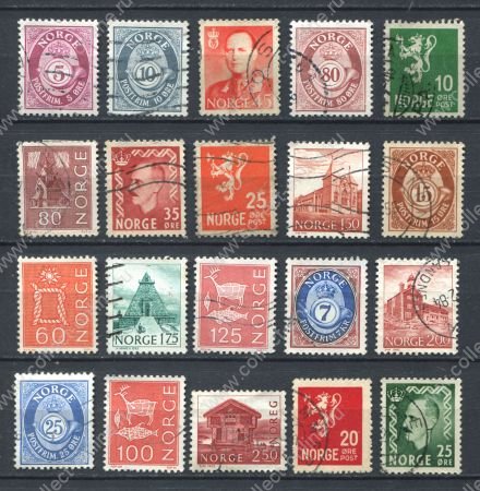 Норвегия • XX век • набор 20 разных старых марок • Used F-VF
