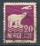 Норвегия 1925 г. SC# 109 • 20 o. • Полет Амундсена на Сев. полюс • белый медведь на льдине • Used F-VF ( кат.- $35 )