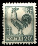 Франция 1944 г. Sc# 495 • 20 fr. • Французский петух • стандарт • MH OG VF ( кат. - $4- )