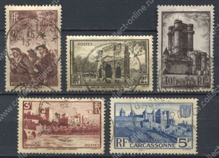 Франция 1938 г. Sc# 342-6 • 2 - 10 fr. • Архитектура и люди Франции • Used F-VF • ( кат. - $9 )
