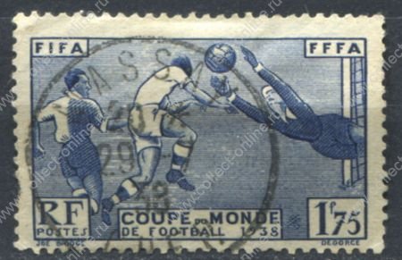 Франция 1938 г. Sc# 349 • 1.75 fr. • Футбол. Чемпионат мира • Used F • ( кат. - $12 )