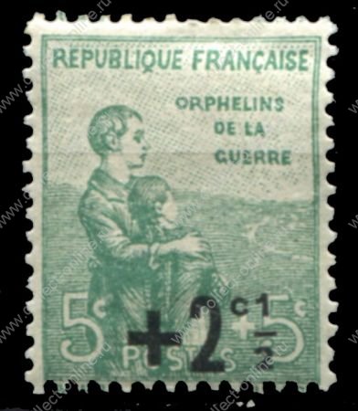 Франция 1922 г. • SC# B13 • 5 + 2 Ѕ c. • Для детей-сирот • благотворительный выпуск • MH OG VF