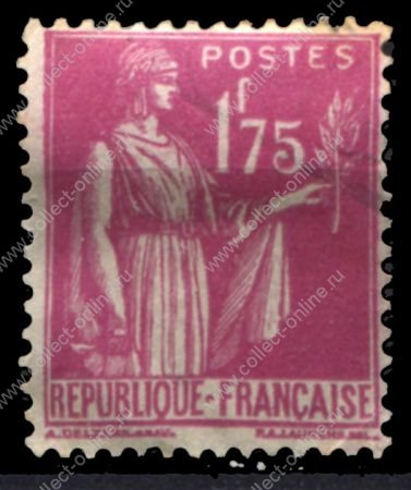 Франция 1932-1939 гг. • SC# 283 • 1.75 fr. • "Мир" с оливковой ветвью • стандарт • MH OG VF ( кат.- 4$ )
