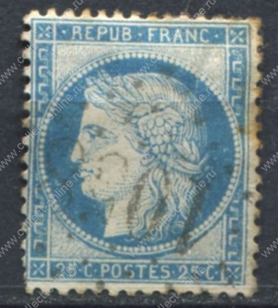 Франция 1870-1873 гг. • Sc# 58 • 25 c. • Церера • стандарт • Used F-VF ( кат.- $2 )