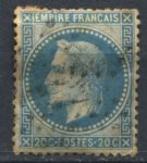 Франция 1863-1870 гг. • Sс# 33 • 20 c. • Император Наполеон III • стандарт • Used F-VF ( кат.- $2 )