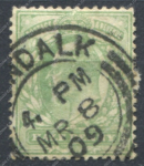 Великобритания 1902-10 гг. Gb# 217 • ½ d. • Эдуард VII • светло-зеленая • стандарт • Used XF ( кат.- £1,5 )