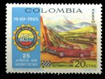 Колумбия 1966 г. • SC# C480 • 20 c. • 25-летие национального автомобильного клуба • авиапочта • MNH OG XF