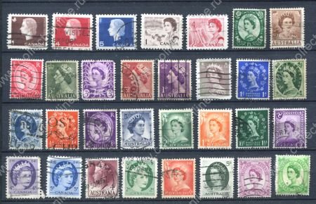 Британские колонии • XX век • Елизавета II, лот 30 разных старых марок • стандарт • Used VF