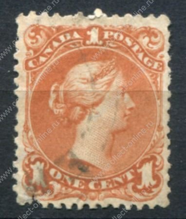 Канада 1868-1876 гг. • SC# 22 • 1 c. • королева Виктория • Used VG+ ( кат.- $160 )
