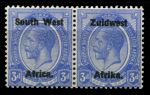 Юго-западная Африка 1923-1926 гг. • Gb# 19 • 3 d.(2) • надп. на м. Южной Африки • пара • стандарт • MH OG VF