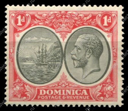Доминика 1923-1933 гг. • Gb# 73 • 1 d. • фрегат у берегов острова • MNH OG* VF ( кат.- £17 )