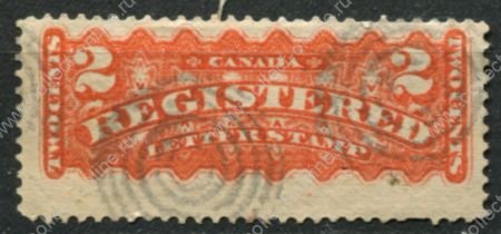 Канада 1875-1878 гг. • SC# F1a • 2 c. • красно-оранж. • для зарегистрированных отправлений • Used VF ( кат.- $15 )
