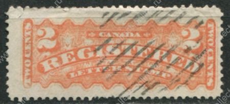 Канада 1875-1878 гг. • SC# F1 • 2 c. • оранж. • для зарегистрированных отправлений • Used VF- ( кат.- $6 )
