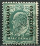 Бечуаналенд 1904-1913 гг. • Gb# 66 • ½ d. • Эдуард VII (надп. на м. Великобритании) • сине-зелён. • стандарт • Used VF ( кат.- £3 )