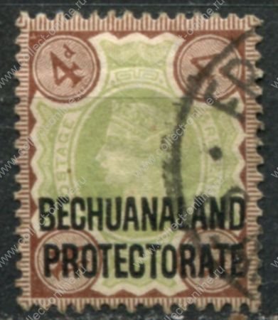 Бечуаналенд 1897-1902 гг. • Gb# 64 • 4 d. • надпечатка на марке Великобритании • стандарт • Used VF ( кат.- £22 )