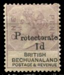 Бечуаналенд 1888 г. • Gb# 41 • 1 на 1 d. • королева Виктория (надп. "Protectorete" и нов. номинал) • стандарт • MH OG VF ( кат. - £15 )
