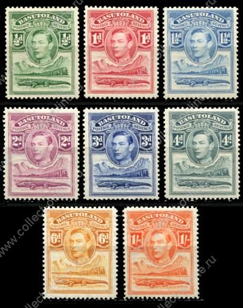 Басутоленд 1938 г. • Gb# 18-25 • ½ d. - 1 sh. • Георг VI • основной выпуск • крокодил • 8 марок • MH OG VF ( кат. - £11 )