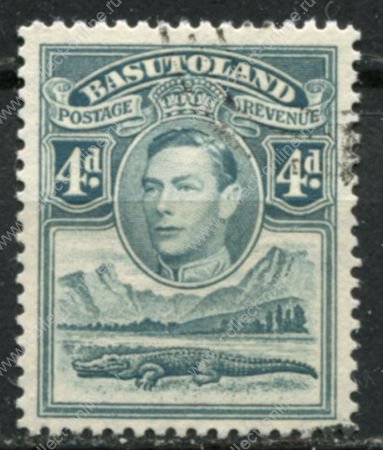 Басутоленд 1938 г. • Gb# 23 • 4 d. • Георг VI основной выпуск • крокодил • Used VF ( кат. - £4 )