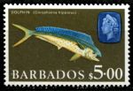 Барбадос 1966-1969 гг. • Gb# 355a • $5 • морская фауна (2-й выпуск) • рыба махи-махи • концовка серии • MH OG VF ( кат.- £21- )
