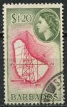 Барбадос 1953-1961 гг. • Gb# 300 • $1.20 • Елизавета II основной выпуск • карта острова • Used VF ( кат.- £ 7 )