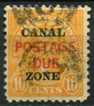 Зона Панамского канала 1925 г. • SC# J17 • 10 c. • двойная надпечатка на м. США • служебный выпуск Used VF ( кат. - $11 )