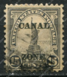 Зона Панамского канала 1924-1925 гг. • SC# 78 • 15 c. • надпечатка на марке США • Статуя Свободы • Used F-VF ( кат. - $37.5 )