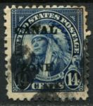 Зона Панамского канала 1924-1925 гг. • SC# 77 • 14 c. • надпечатка на марке США • Индейский вождь • Used F-VF ( кат. - $22.5 )