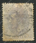 Испания 1882 г. • SC# 254 • 75 c. • Альфонсо XII • стандарт • Used F-VF ( кат. - $5 )