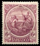 Барбадос 1916-1919 гг. • Gb# 188 • 6 d. • большой размер • "Правь Британия" • стандарт • MLH OG XF ( кат.- £ 9 )