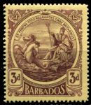 Барбадос 1916-1919 гг. • Gb# 186a • 3 d. • большой размер • "Правь Британия" • толст. бум. • стандарт • MLH OG VF ( кат.- £40 )
