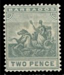 Барбадос 1909-1910 гг. • Gb# 166 • 2 d. • "Правь Британия" • MH OG VF ( кат.- £ 12 )