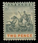 Барбадос 1892-1903 гг. • GB# 108 • 2 d. • "Правь Британия!" • стандарт • MH OG VF ( кат. - £10 )
