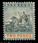 Барбадос 1892-1903 гг. • GB# 108 • 2 d. • "Правь Британия!" • стандарт • MH OG F ( кат. - £10 )