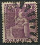 Барбадос 1875-1880 гг. • GB# 81 • 1 sh. • "Британия" • перф. 14 • Used XF ( кат. - £8 )