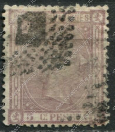 Испания 1875 г. • SC# 213 • 5 c. • Альфонсо XII • стандарт • Used VF ( кат.- $ 13 )