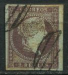 Испания 1855 г. • SC# 39a • 2 R. • Изабелла II • стандарт • Used XF- ( кат. - $20 )