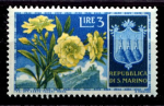 Сан-Марино 1953 г. • SC# 338 • 3 L. • Цветы • олеандры • MNH OG VF