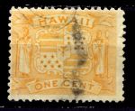 Гаваи 1894 г. • SC# 74 • 1 c. • осн. выпуск • герб территории • Used F-VF