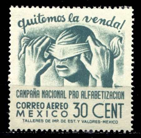 Мексика 1945 г. SC# C153 • 30 c. • Кампания за грамотность населения • авиапочта • MNH OG XF