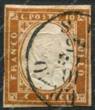 Сардиния 1855-1863 гг. • SC# 11d • 10 с. • Виктор Эммануил II • Used VF ( кат. - $160 )