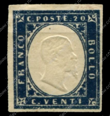 Сардиния 1855-1863 гг. • SC# 12 • 20 с. • Виктор Эммануил II • MG OG VF ( кат. - $85 )