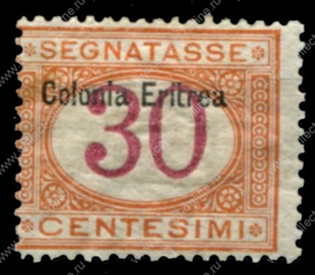 Итальянская Эритрея 1903 г. • Sc# J4 • 30 c. • надпечатка "Colonia Eritrea" • служебный выпуск • MH OG VF ( кат. -$24 )