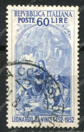 Италия 1952 г. • SC# 601A • 60 L. • Леонардо да Винчи (500 лет со дня рождения) • Used  VF ( кат. - $9 )