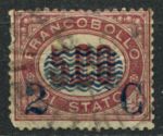 Италия 1878 г. • SC# 43 • 2 c. на 5 L. • надпечатка нов. номинала на м. для официальной почты • Used F-VF ( кат.- $ 13 )