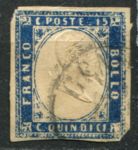 Италия 1863 г. • SC# 22 • 15 c. • Виктор Эммануил II • б.з. • Used F ( кат.- $45 )