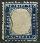Италия 1862 г. • SC# 19 • 20 c. • Виктор Эммануил II • Used F-VF ( кат.- $32.5 )