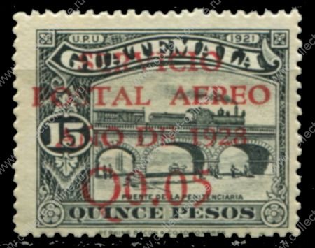 Гватемала 1929 г. • SC# C5 • 5 c. на 15 p. • надп. нов. номинала • авиапочта • MNH! OG VF ( кат.- $ 7+ )